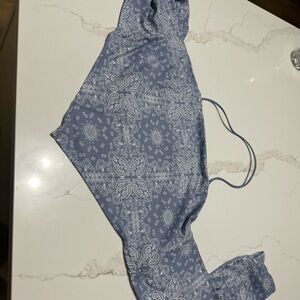 Blue and white bandana top with adjustable tie back #bandanatop